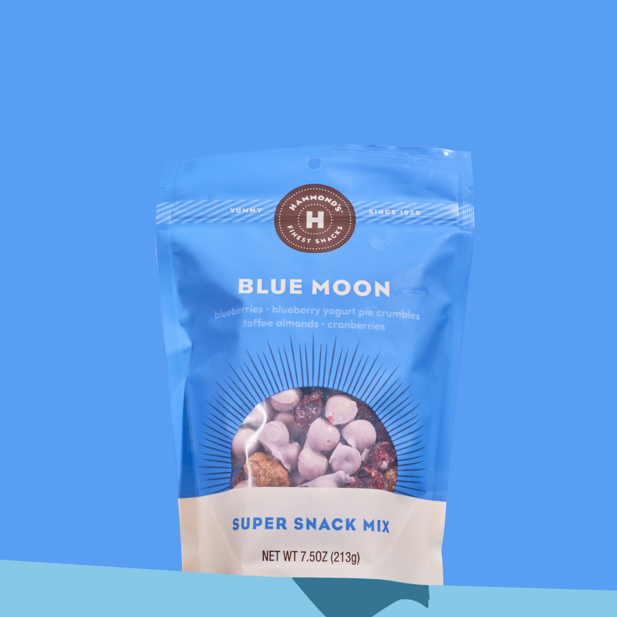 Blue Moon Snakc Mix on matching blue background