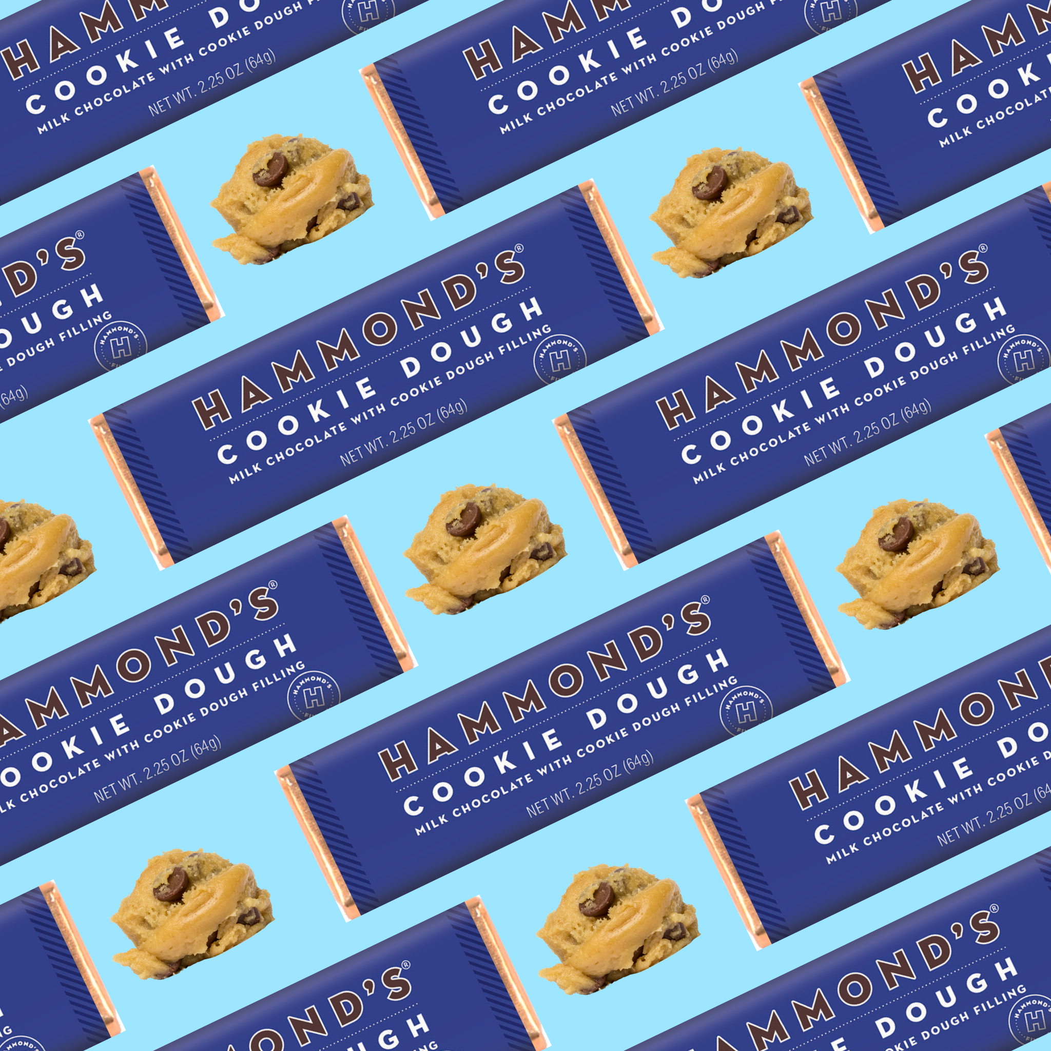 cookie dough bar styled with cookie dough chunks