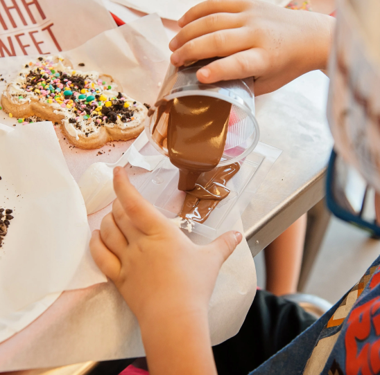Chocolate pouring into cast