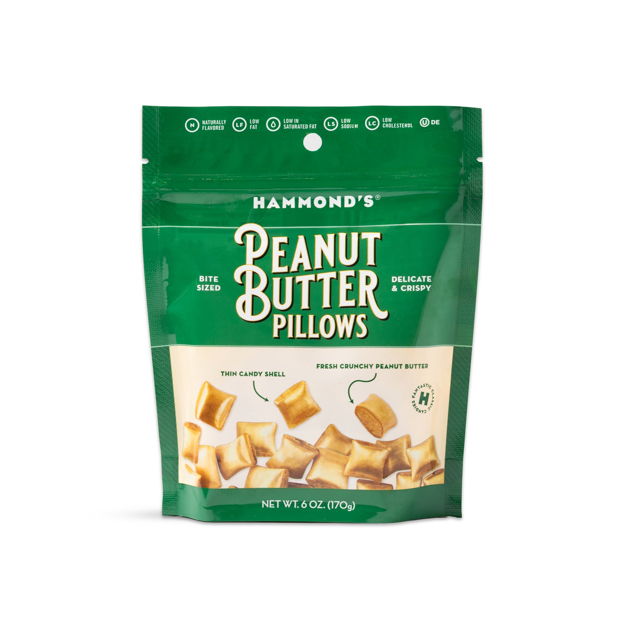 Packaging of Hammond's Peanut Butter Pillows on a white background