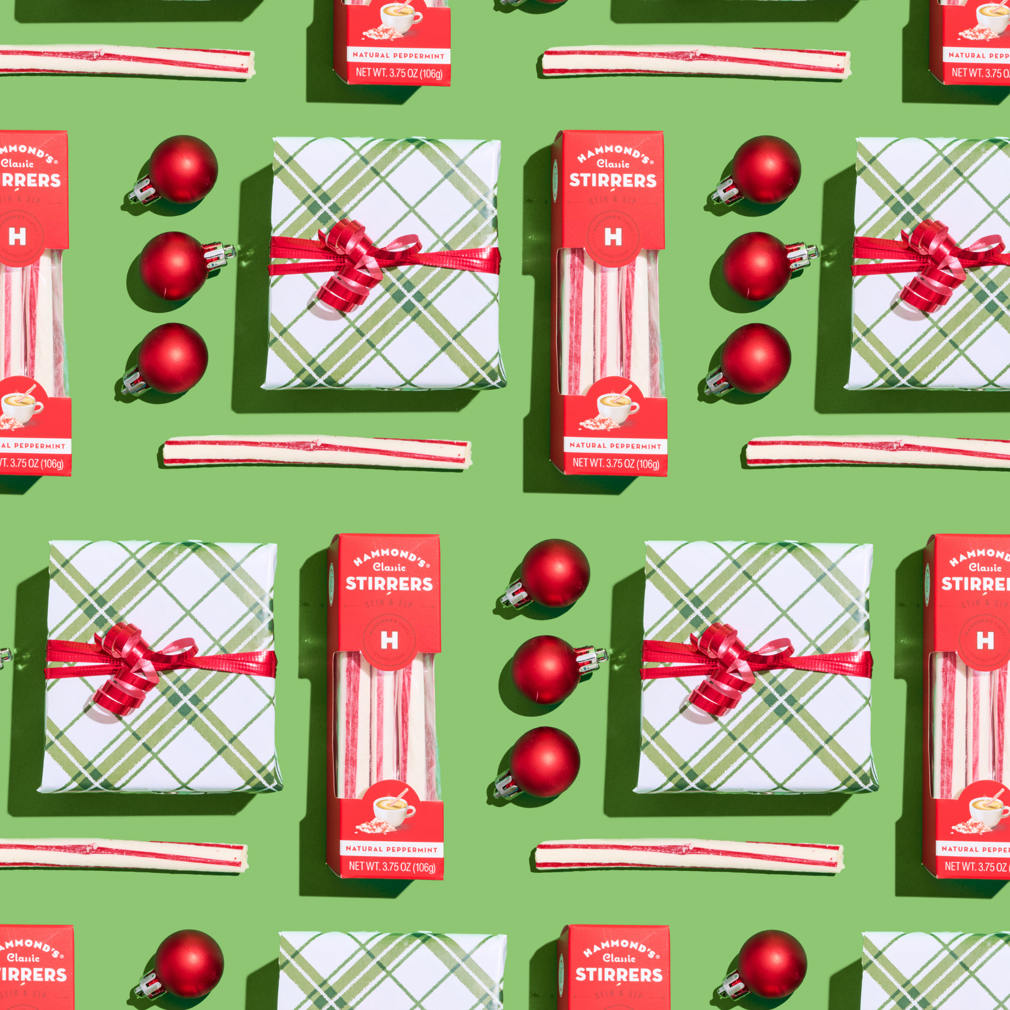 stirrers styled with wrapped gifts