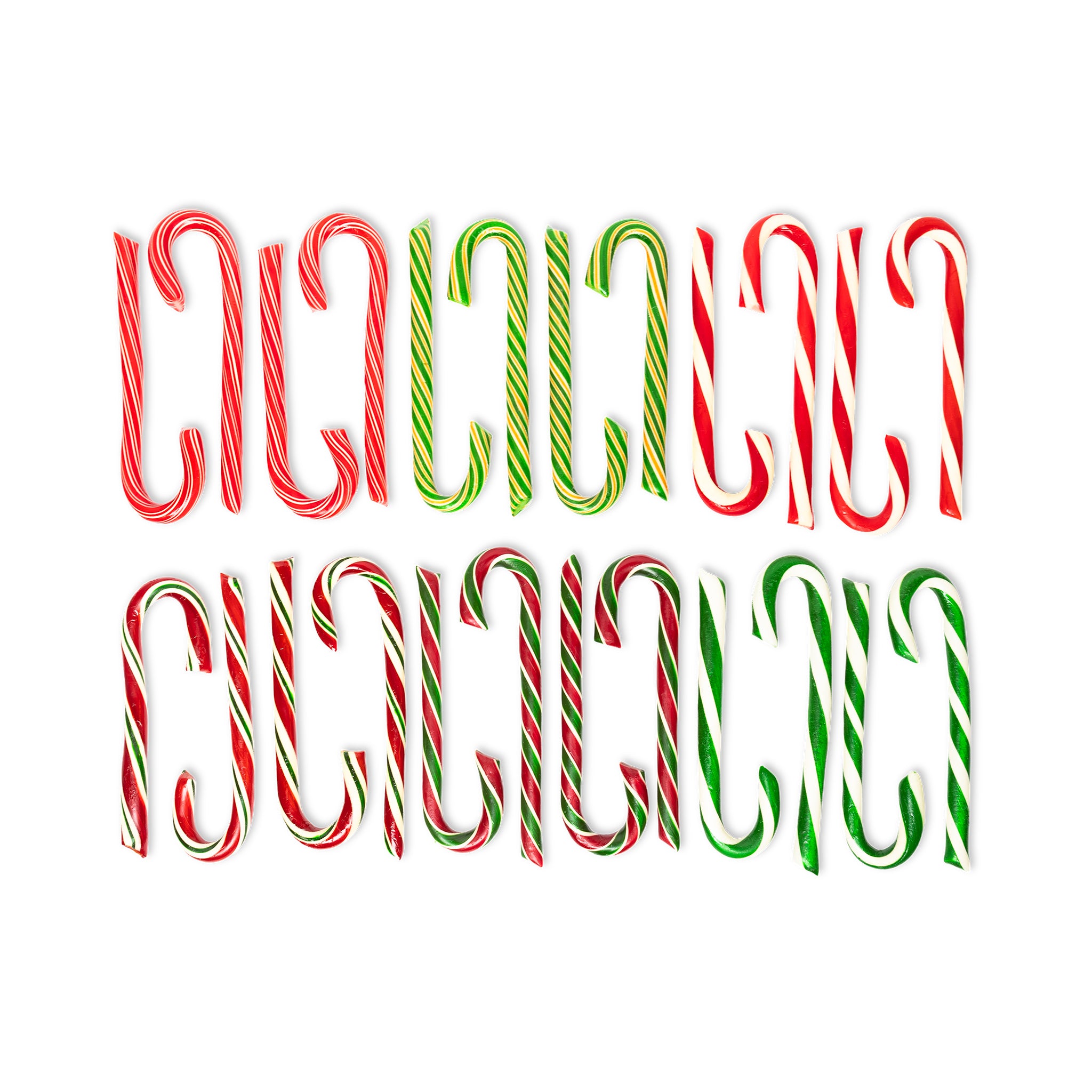 flat lay of 24 striped candy canes