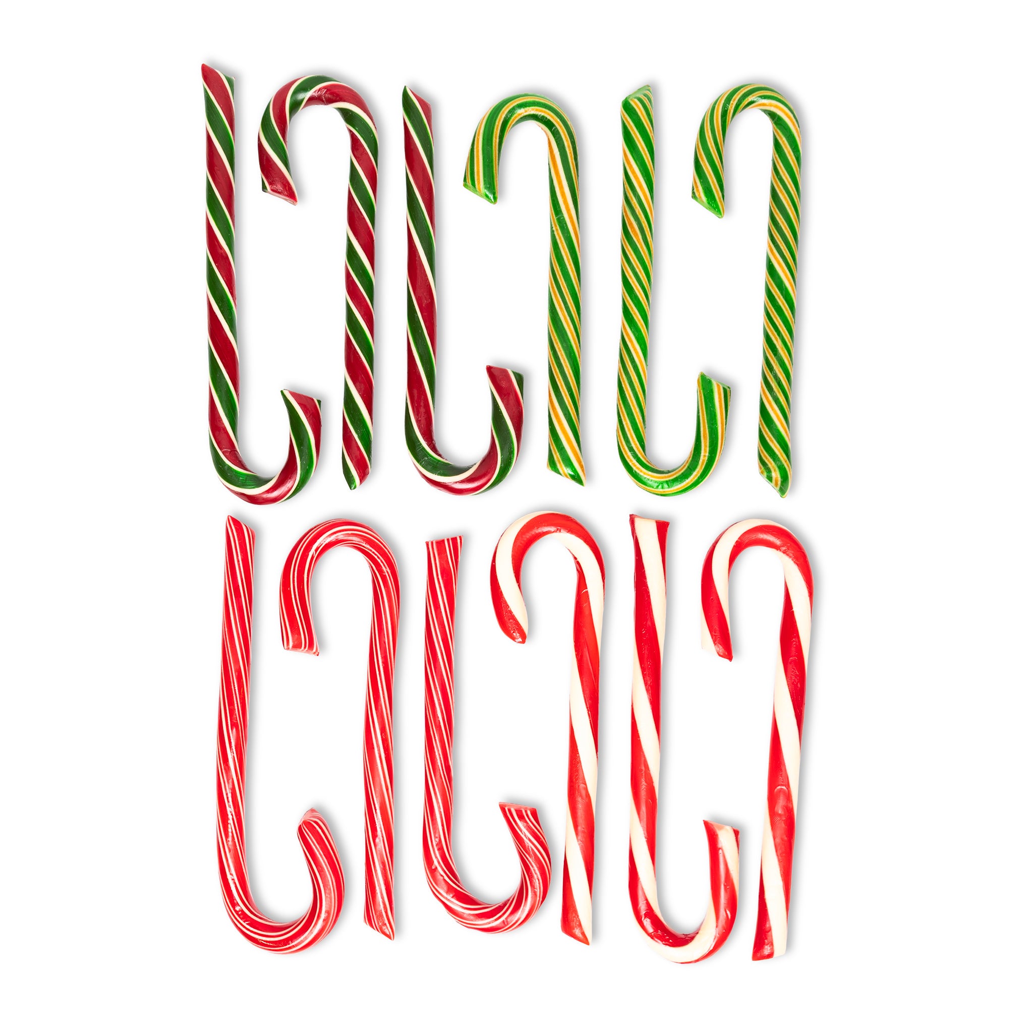 Candy canes arranged in a decorative pattern on a white background