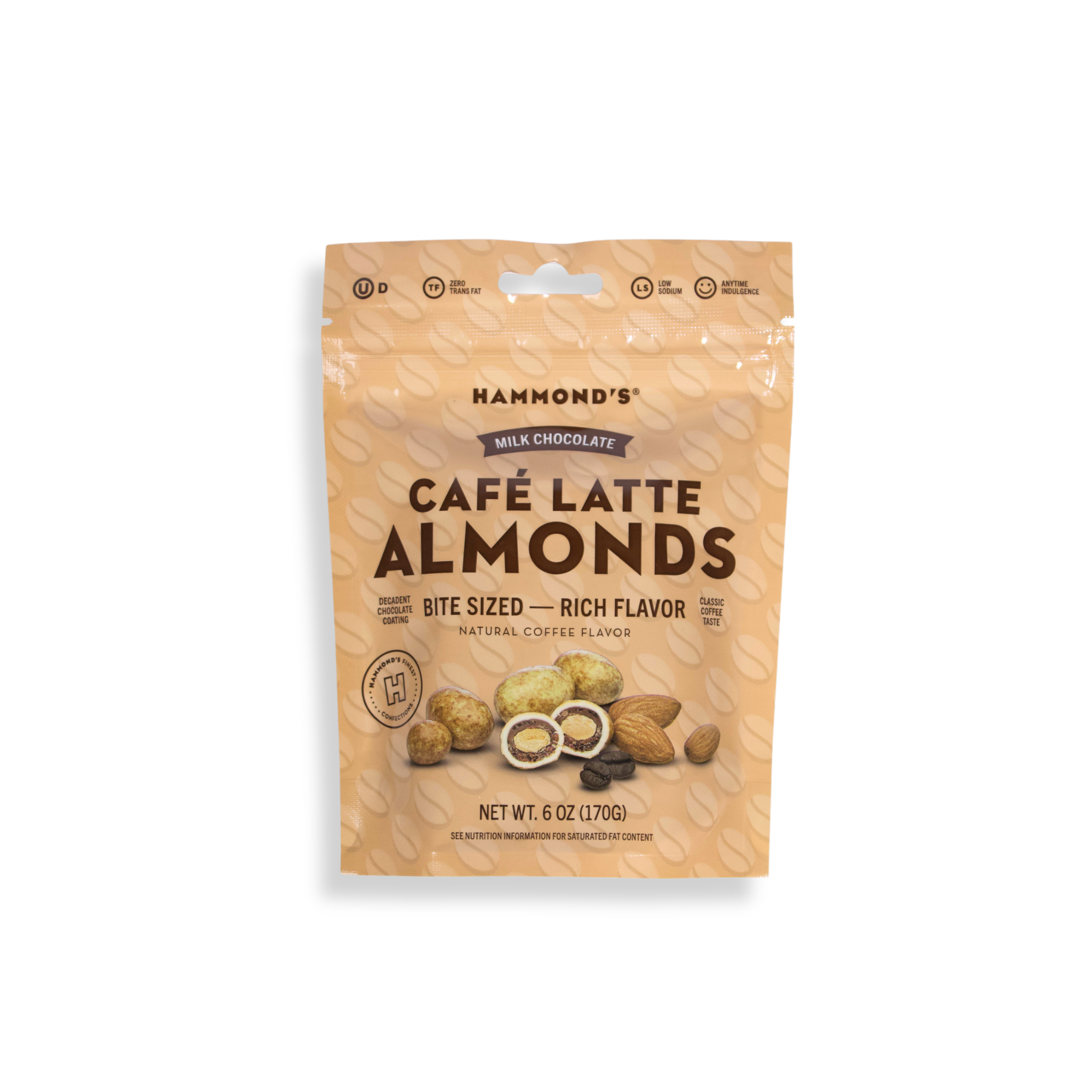 Cafe Latte Almonds front of packaging on white background