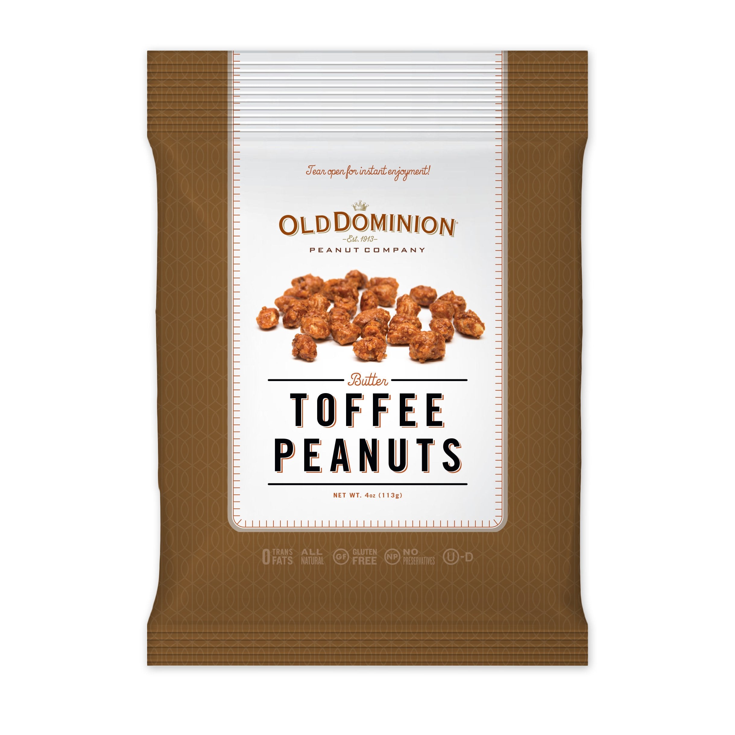 Old Dominion Toffee Peanuts Grab and Go Bag Hammond's Candies