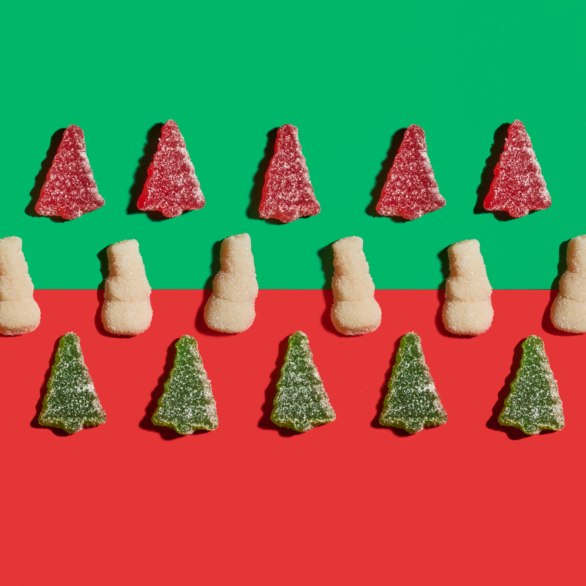 Classic Christmas Gummy Trees and Snowmen