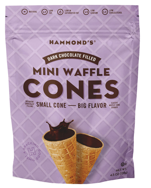 Dark Chocolate Filled Mini Waffle Cones