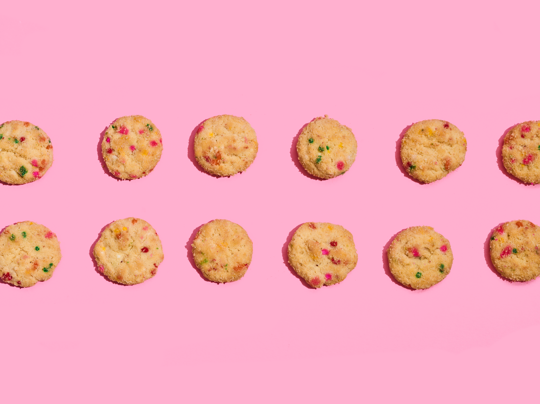 Birthday Cake Cookies on pink background