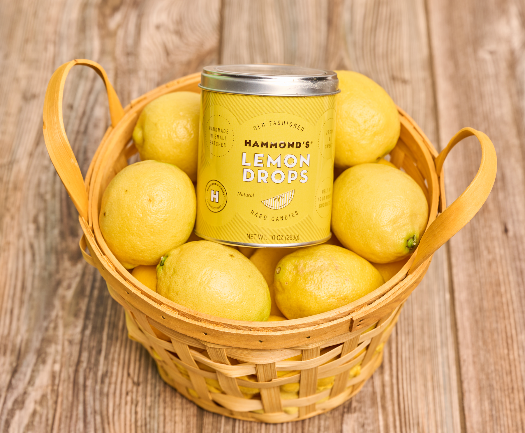 Hammond's Lemon Drops in Basket of Lemons