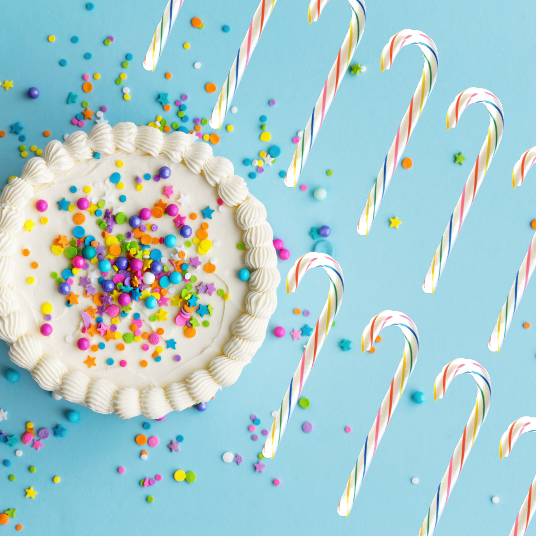 Filled Birthday Cake Candy Canes Hammond's Candies