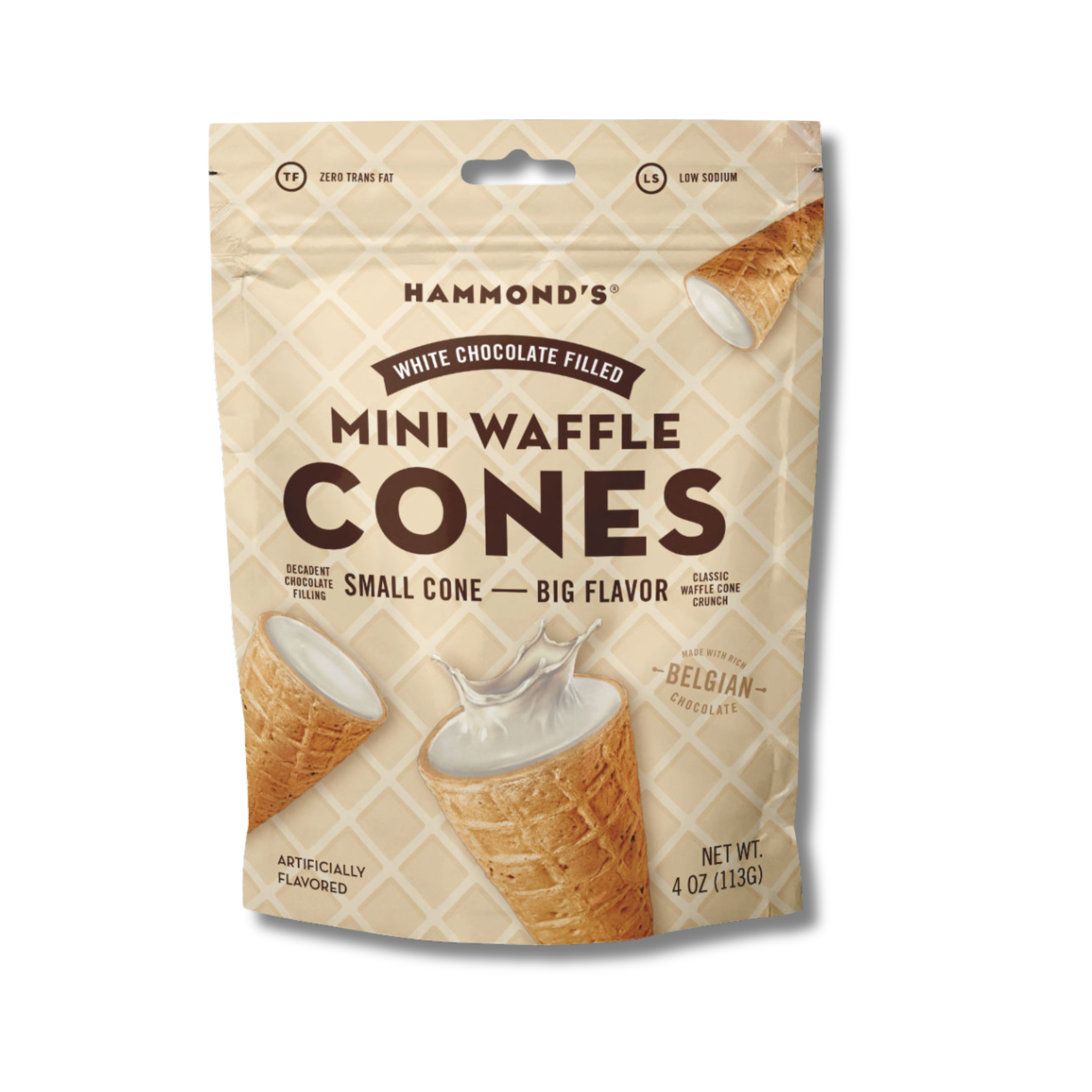 White Chocolate Mini Waffle Cones