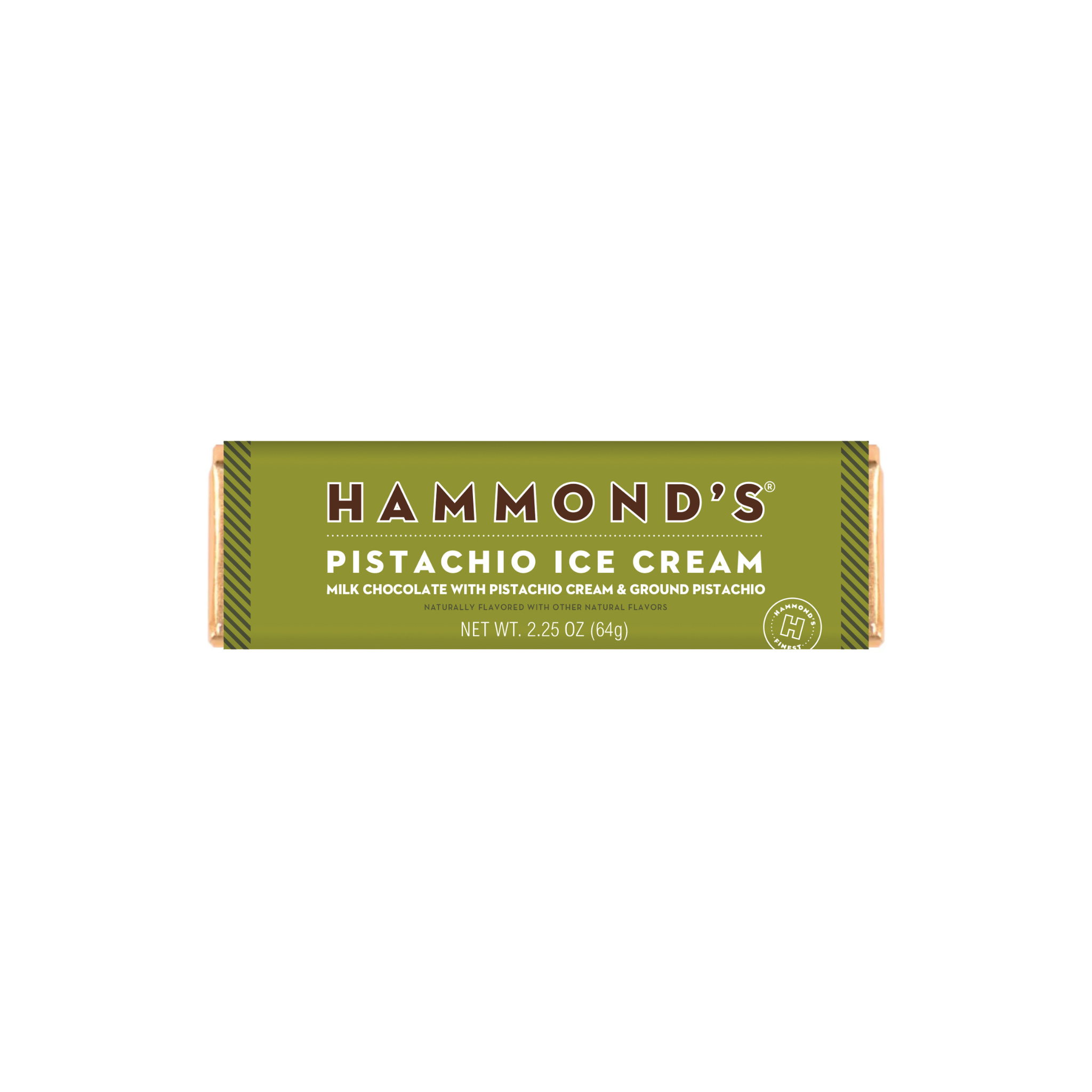 Hammond's Pistachio Ice Cream bar packaging on a white background