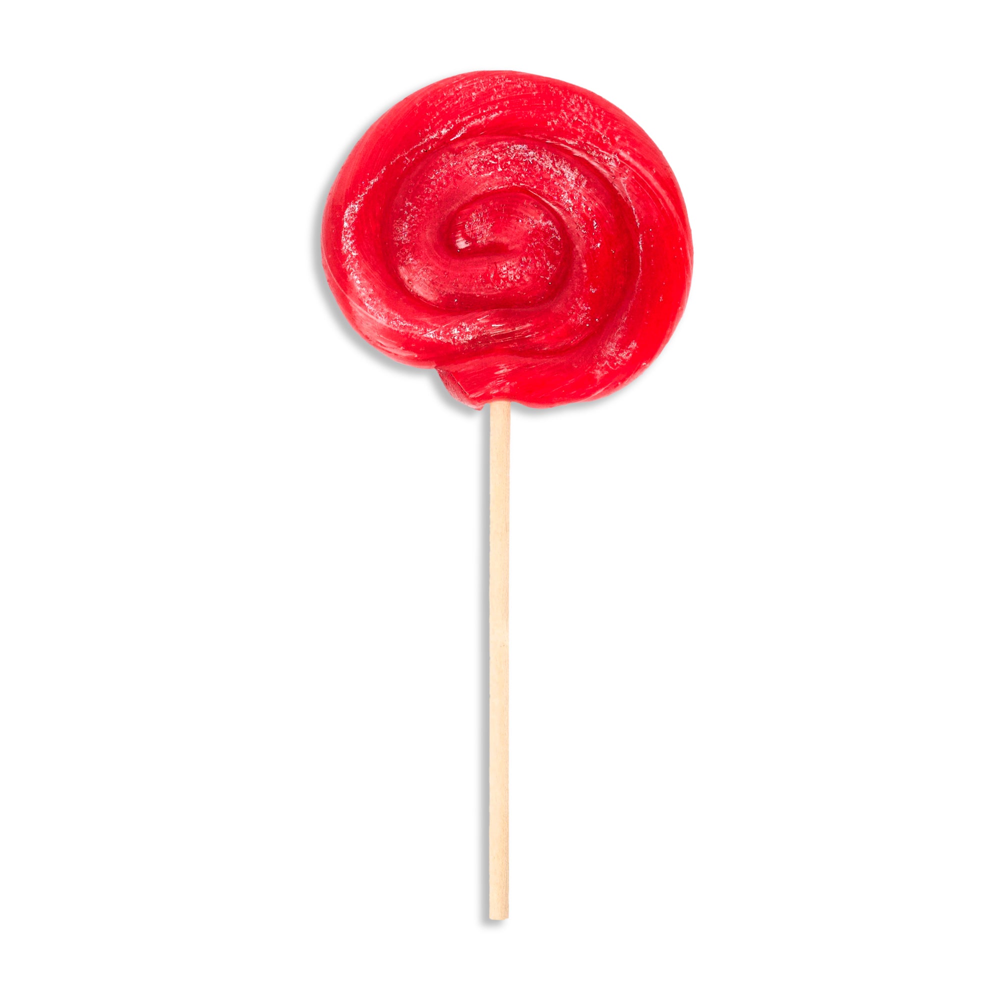 sour cherry lollipop on white background