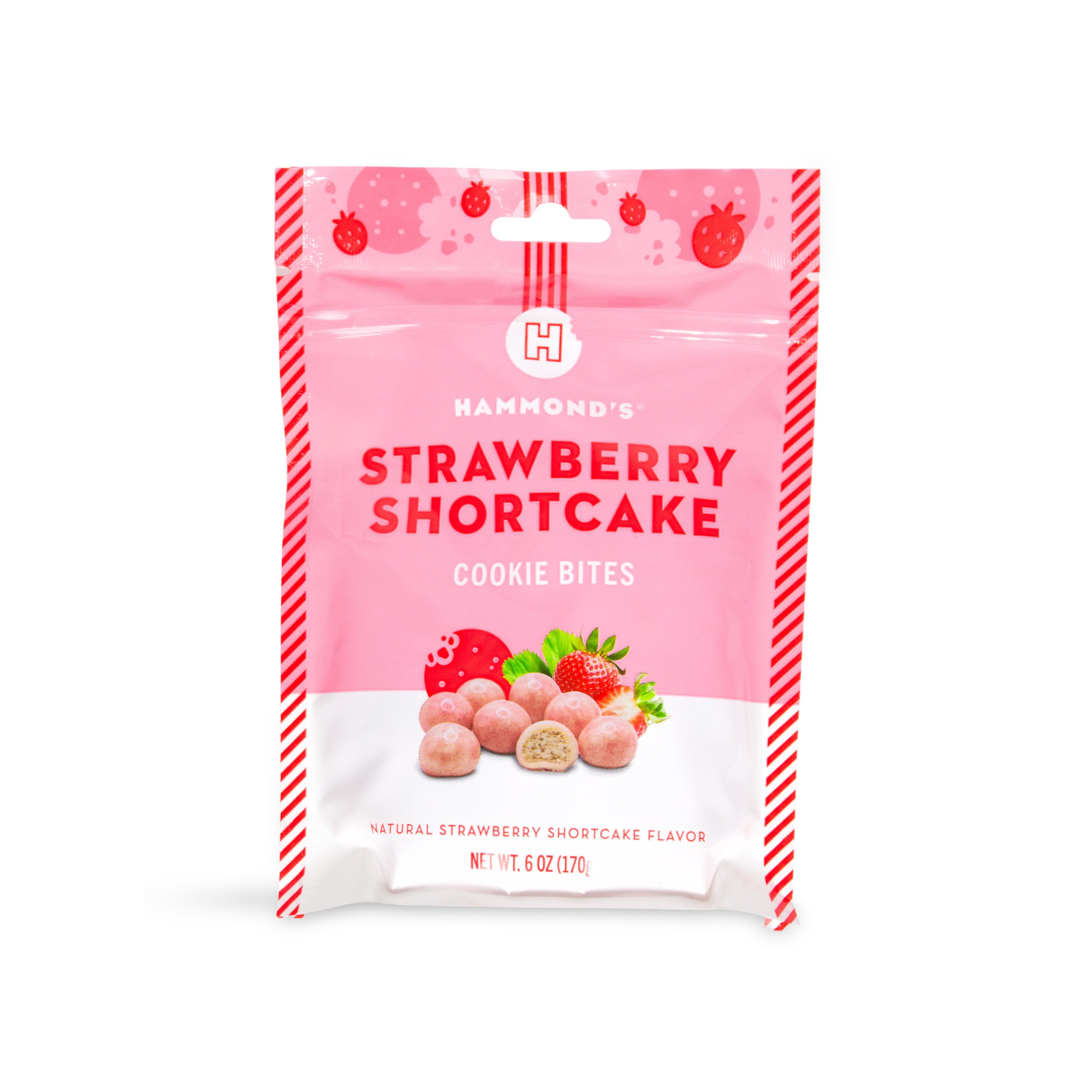 Packaging of Hammond's Strawberry Shortcake Cookie Bites on a white background