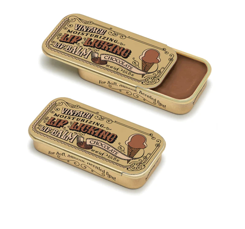 Vintage Lip Balm Chocolate Open and Closed