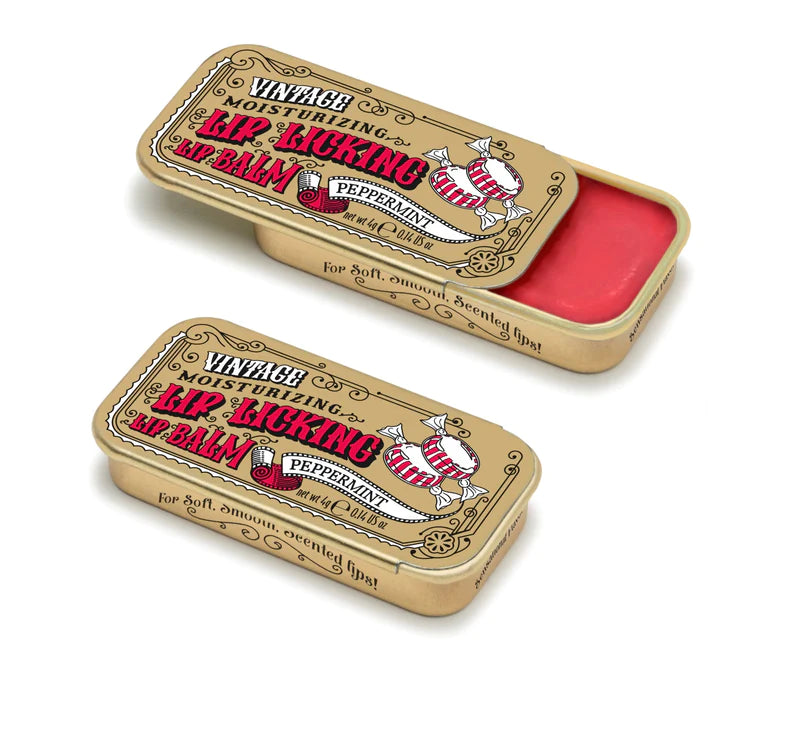 Vintage Lip Balm Peppermint Open and Closed