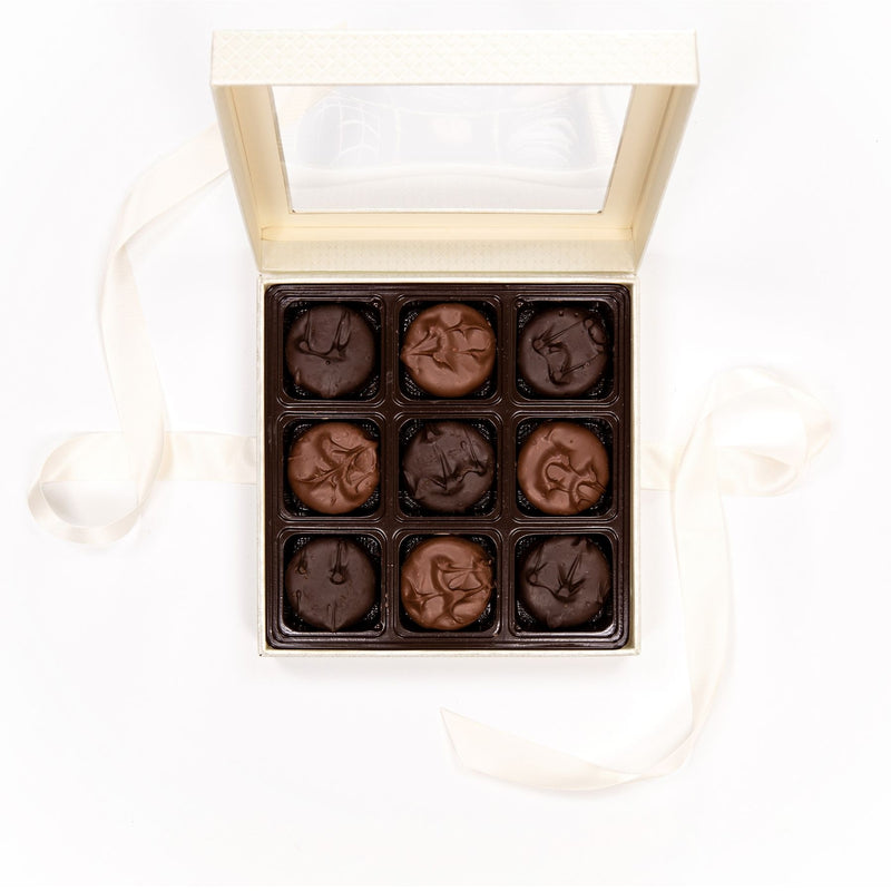 Assorted Chocolate Covered Cookie White Box with Bow