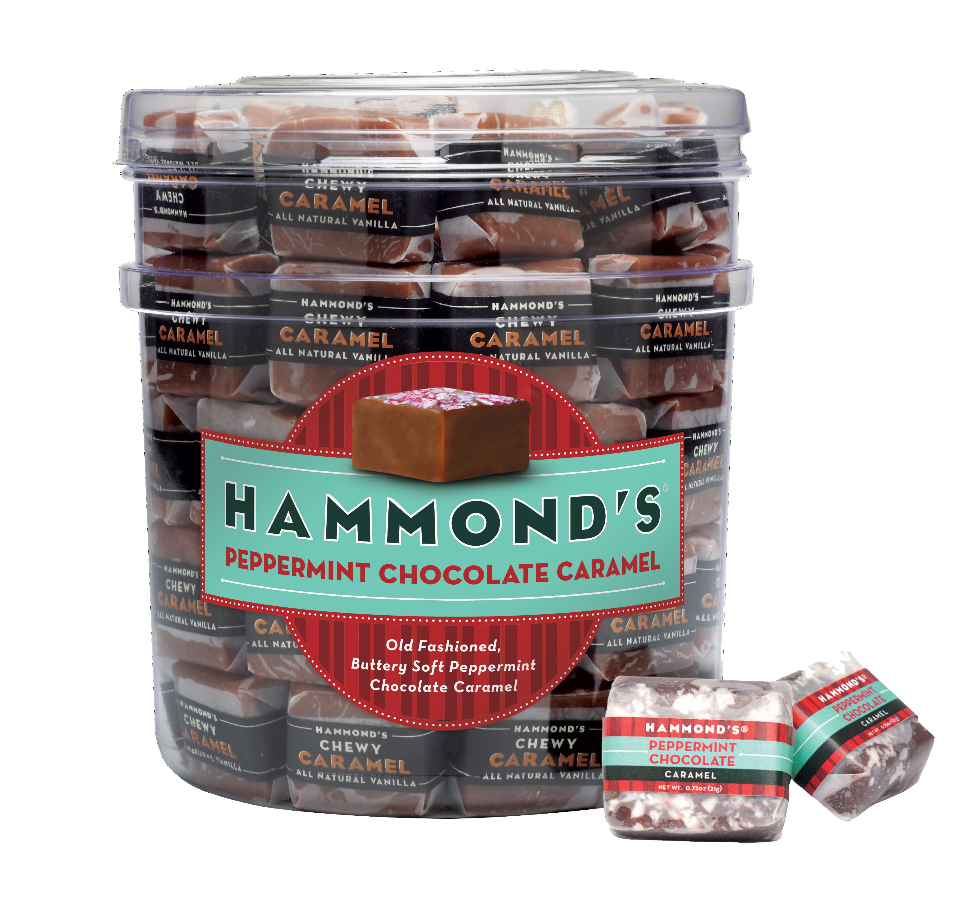 Chocolate Peppermint Caramels Tub